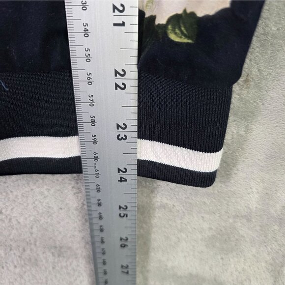 Mens Fashion Nova Navy White & Red Floral Print Jacket Full Zip 100% Cotton M - Picture 6 of 8